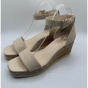 Vince Camuto Jeffannah Sandals Women's Size 7.5 Off White Ankle Strap Wedge Heel